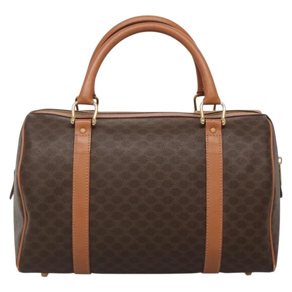 CELINE Macadam Canvas Hand Bag Pvc Leather Brown Gold - Picture 3 of 12